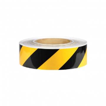 Grade A Yellow/Black Stripe Reflective Tape (2" x 5m / 2" x 45m)